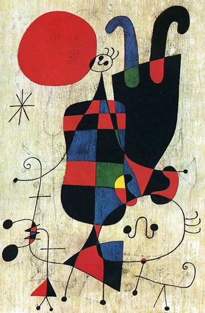 Figures and Dog in Front of the Sun Joan Miro